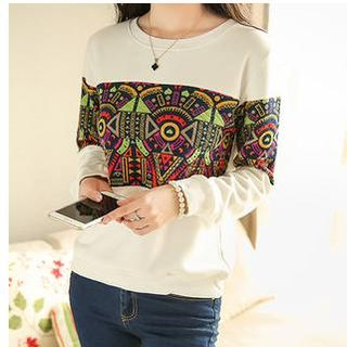 Soft Luxe Print Panel Pullover