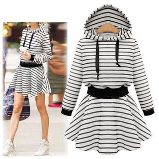 Coronini Long-Sleeve Stripe Hoodie Dress