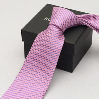 Romguest Striped Neck Tie (8cm) Pink - One Size