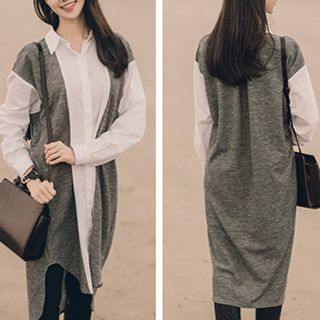 Fashion Street Color Block Long Shirt