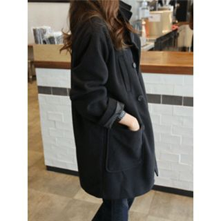 hellopeco Pocket-Front Double-Breasted Coat