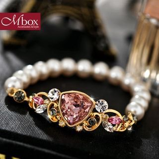 Mbox Jewelry Swarovski Elements Crystal Faux Pearl Bracelet