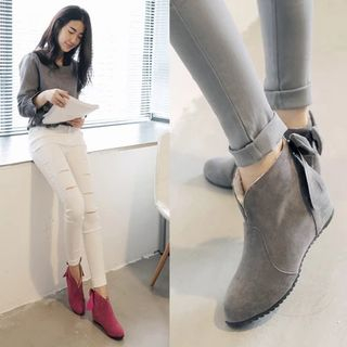 Pastel Pairs Bow Hidden Wedge Ankle Boots