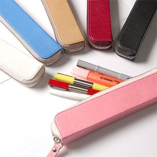 LIFE STORY Faux-Leather Zip Pencil Case