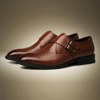 SHEN GAO Genuine Leather Buckled Oxford Shoes