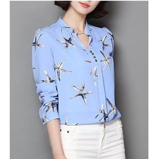 Sienne Starfish Print Chiffon Shirt