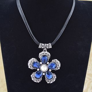 Ciroki Rhinestone Flower Necklace