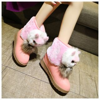 Lela Shoes Cat Accent Fleece Boots