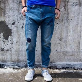 YIDESIMPLE Distressed Washed Jeans