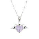 .925 sterling silver purple cz claddagh style necklace