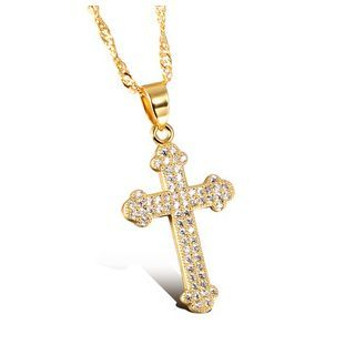 Tenri Rhinestone Cross Necklace