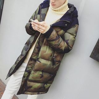 Street Affair Hooded Camouflage Long Padded Jacket