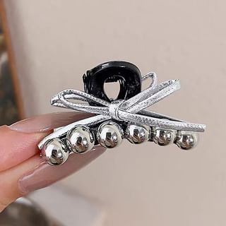 Bow Beaded Hair Claw Silver - One Size