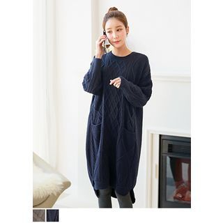 J-ANN Cable-Knit Wool Blend Sweater Dress