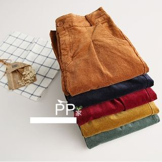 Mellow Fellow Candy-Colored Loose-Fit Corduroy Elastic-Waist Pants