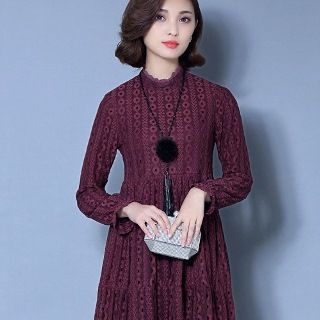 Romantica Long-Sleeve Fleece-Lined Lace Dress