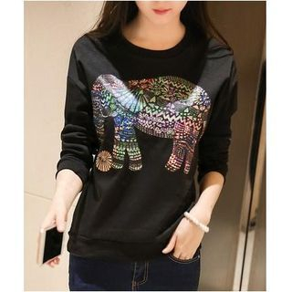 Soft Luxe Elephant Print Pullover