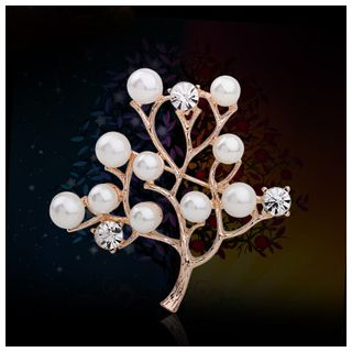 KINNO Faux Pearl Tree Brooch