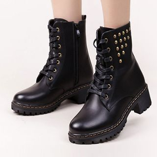 DUSTO Studded Lace Up Short Boots
