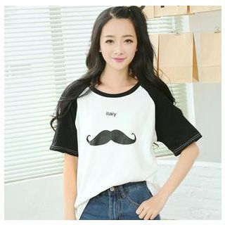 Sens Collection Mustache Print T-Shirt