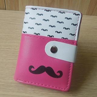 Pennyshine Faux-Leather Moustache-Print Color-Block Wallet