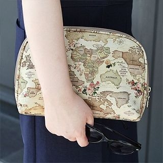 Full House Map-Print Pouch / Cosmetic Bag