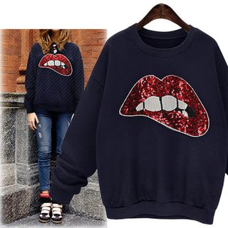 Coronini Sequined Lips Knit Top