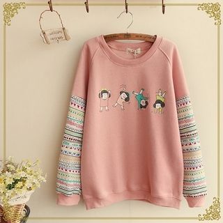 Fairyland Girl Print Panel Pullover