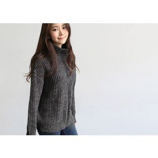 Hello sweety Mock-Neck Wool Blend Sweater
