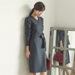 ode' Double-Breasted Wrapped Dress With Belt