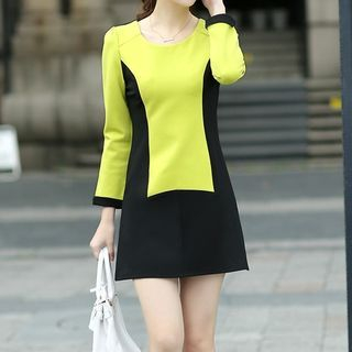 Aikoo Long-Sleeve Color-Block Dress