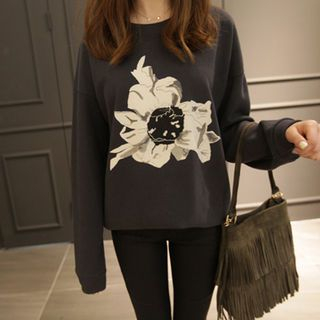 NIPONJJUYA Flower Print Cotton Sweatshirt