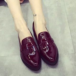 Zandy Shoes Fringed Patent Loafers
