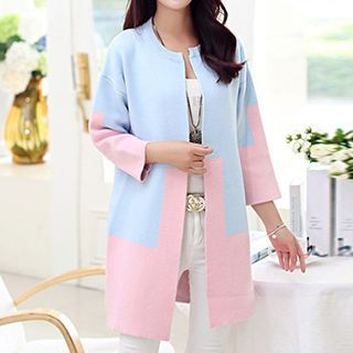 KUBITU Color-Block Knit Coat