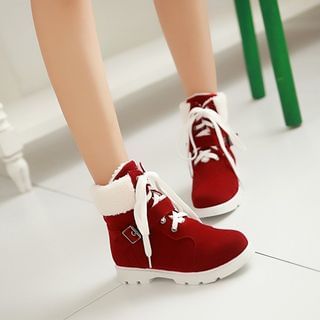 Charming Kicks Belted Lace-Up Short Boots