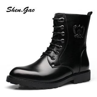 SHEN GAO Lace-Up Short Boots