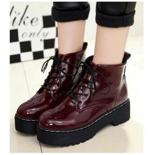 Amy Shoes Lace-Up Platform Short Boots