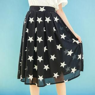 Tokyo Fashion Star-Print Chiffon Midi Skirt