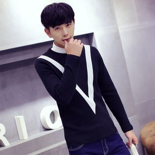 Bay Go Mall Contrast Trim Sweater