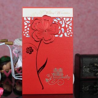 Rojo Floral Chinese Wedding Invitation Card