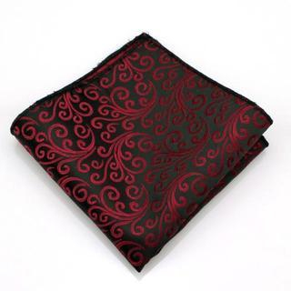 Xin Club Vine Print Pocket Square Black, Red - One Size