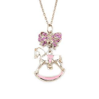 MBLife.com Sparkling Bow Knot Necklace With Rocking Horse (32