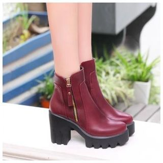 Honey Honey Platform Block Heel Short Boots