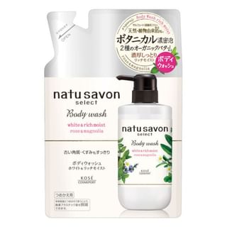 Kose - Natu Savon Select Body Wash White & Rich Moist Rose & Magnolia 360ml Refill