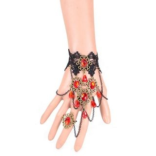 LENNI Jeweled Chain Lace Bracelet with Ring
