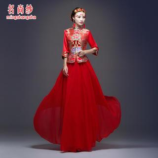 MSSBridal Embroidered 3/4-Sleeve Wedding Gown Qipao
