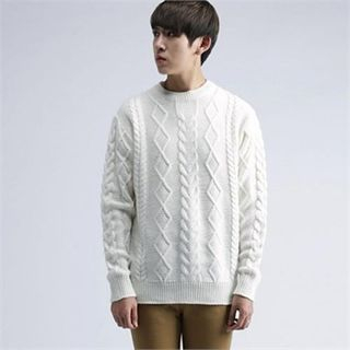THE COVER Round-Neck Cable-Knit Top