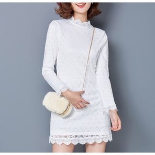 SILVIE Long-Sleeve Lace Panel Dress