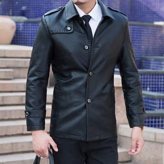 Modpop Genuine Leather Buttoned Jacket