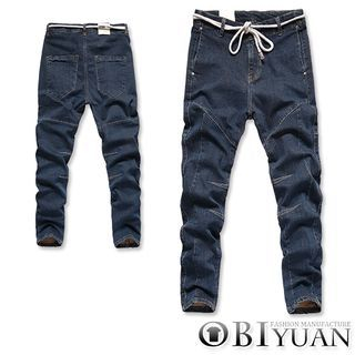 OBI YUAN Panel Drawstring Drop Crotch Jeans